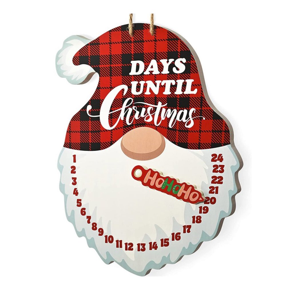 Wooden Gnome Christmas Advent Calendar, 14.5 Inch Decorative Wood Holiday